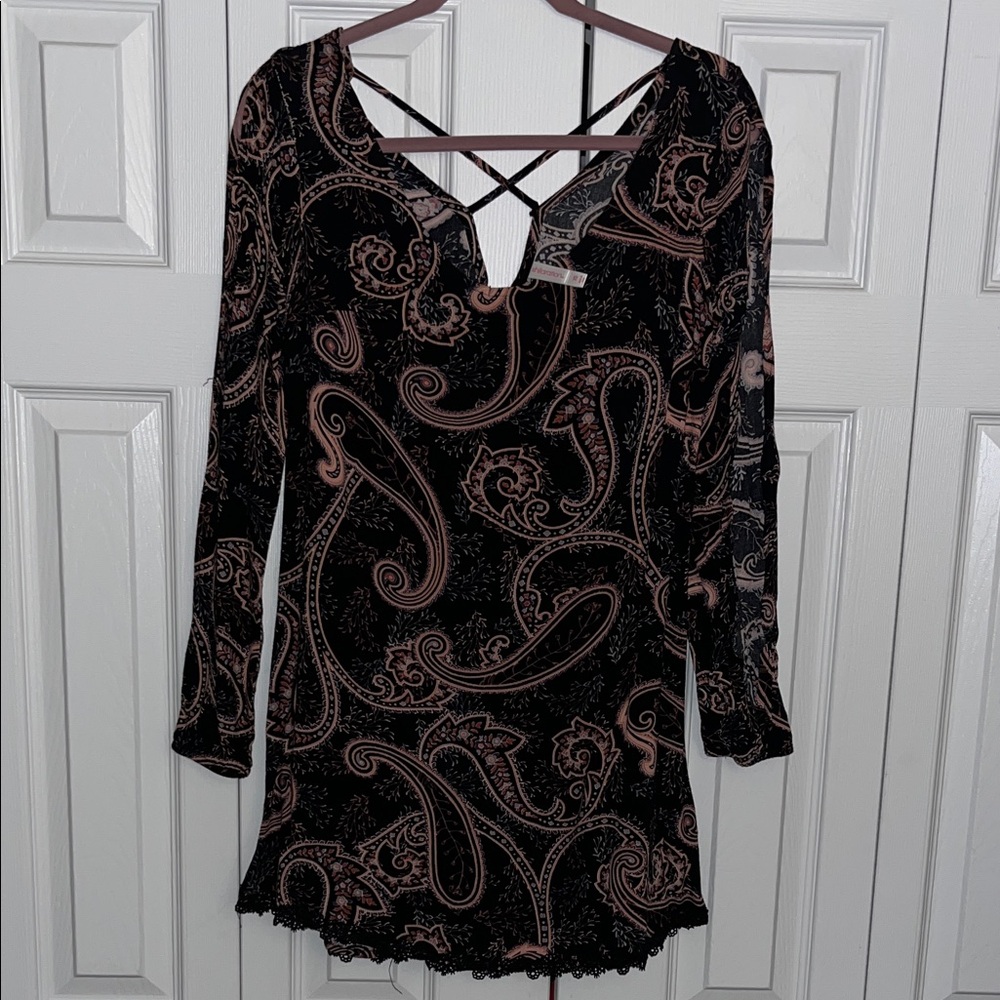 Xhilaration Black and Pink Floral Dress